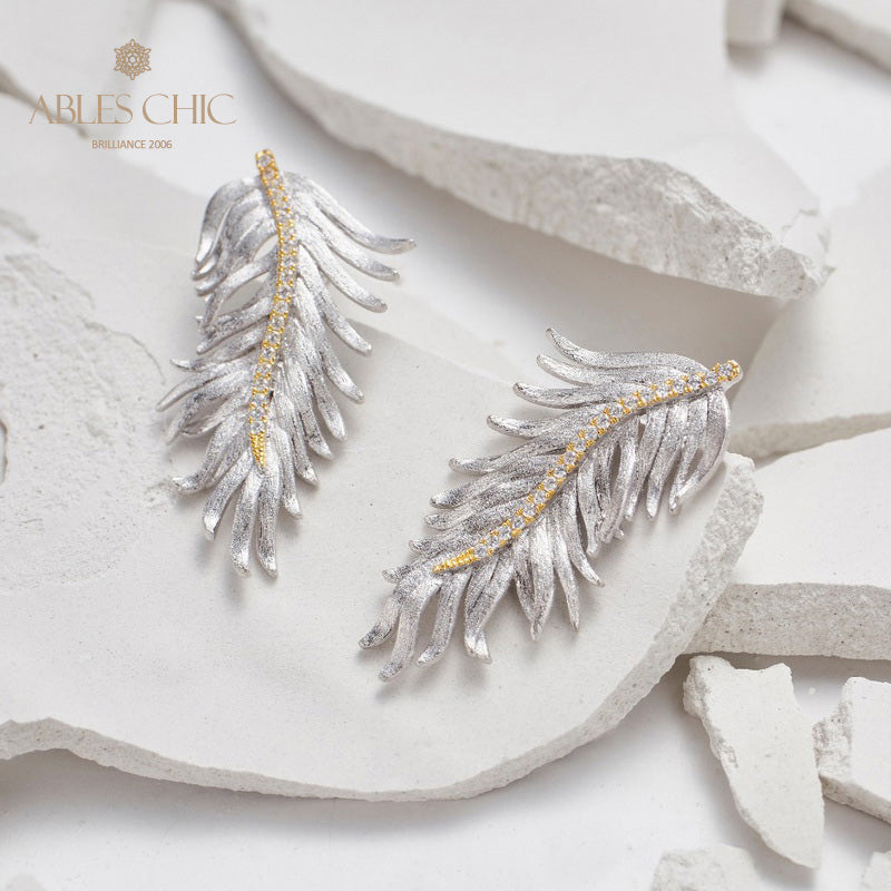 Boucles d'oreilles feuille de cyprès soyeuse 5960