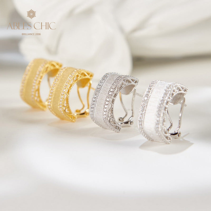 Boucles d'oreilles géométrie motif soie 6139