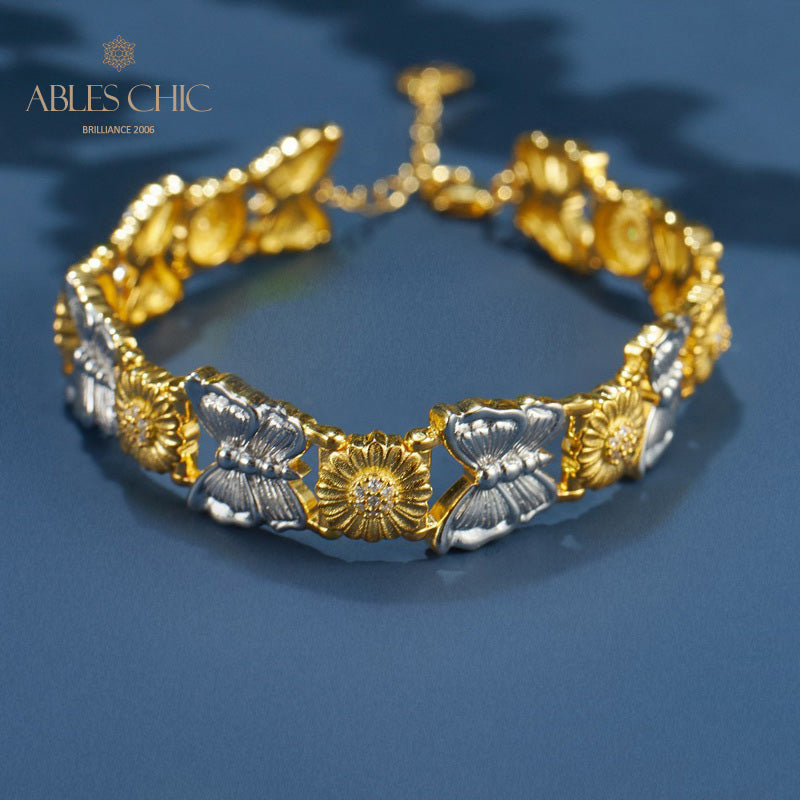 Bracelet papillon marguerite soyeuse 6054