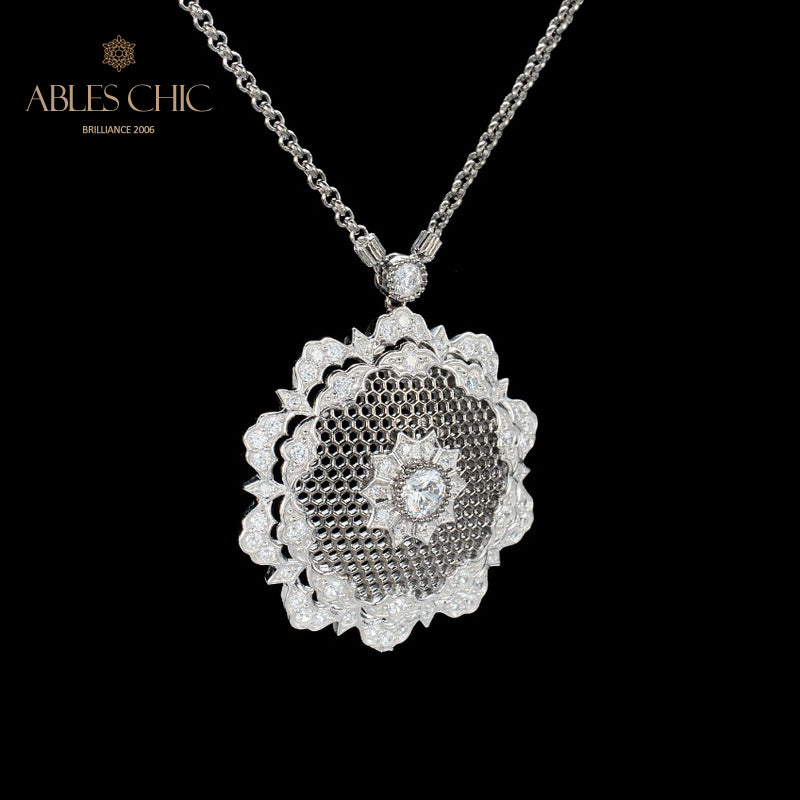 Pendentif Floral en Filigrane de Dentelle 6133