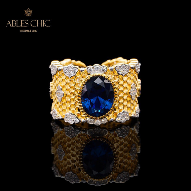 Bague florale en nid d'abeille en dentelle 6068
