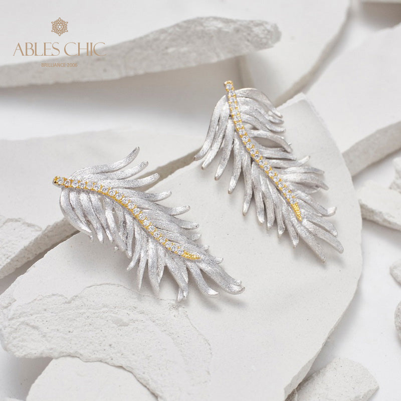Boucles d'oreilles feuille de cyprès soyeuse 5960