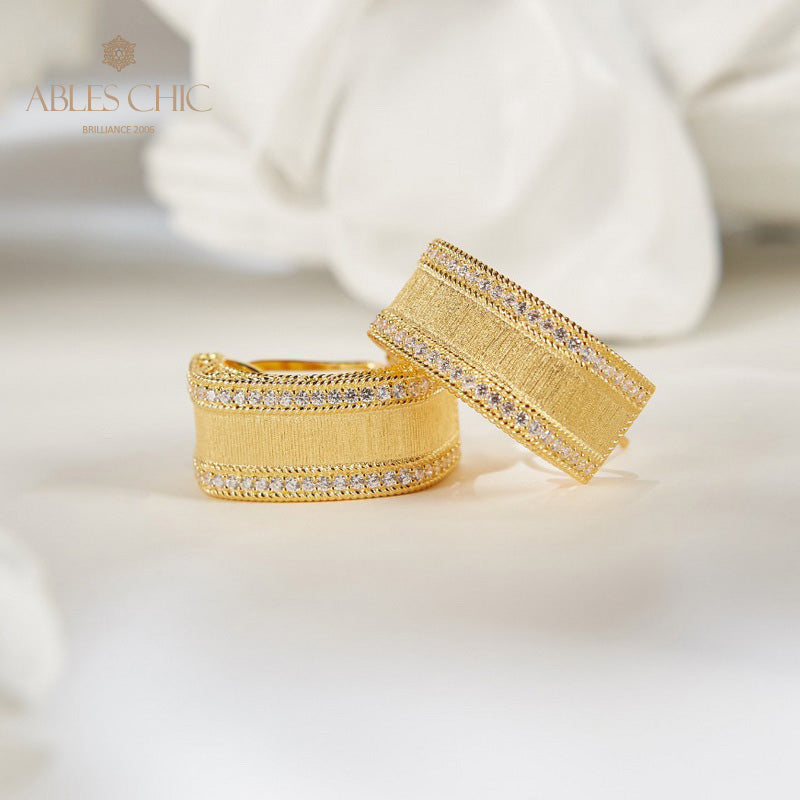 Boucles d'oreilles géométrie motif soie 6139