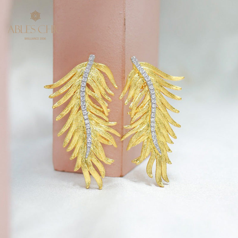 Boucles d'oreilles feuille de cyprès soyeuse 5960