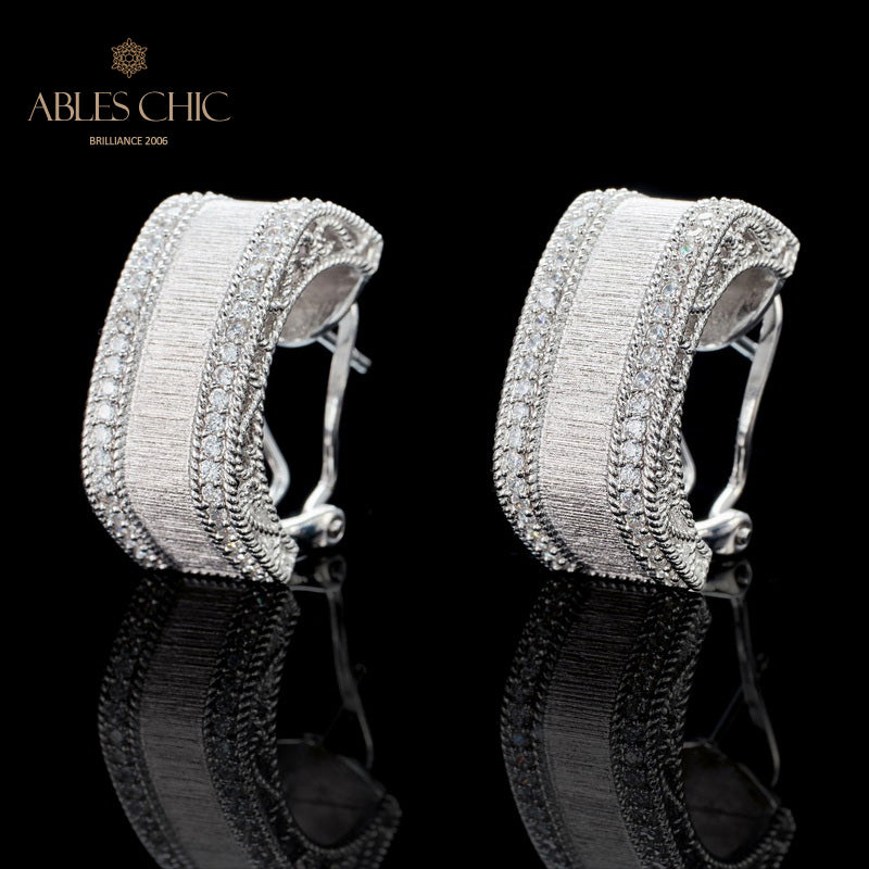 Boucles d'oreilles géométrie motif soie 6139