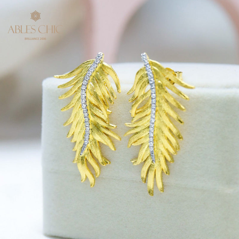 Boucles d'oreilles feuille de cyprès soyeuse 5960