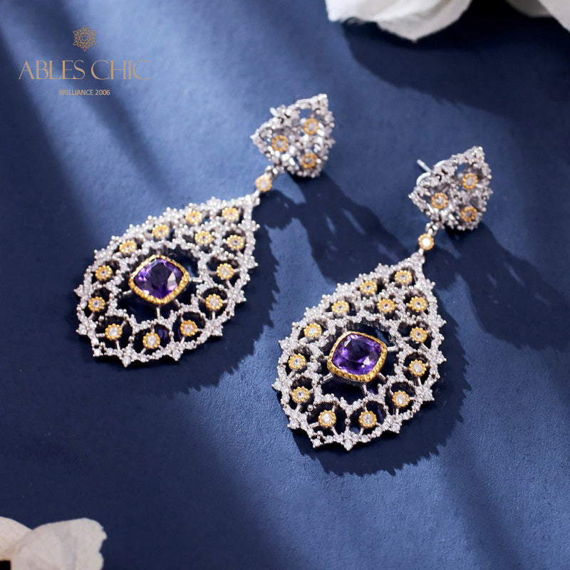 Boucles d'oreilles chandelier à tempérament floral 6025