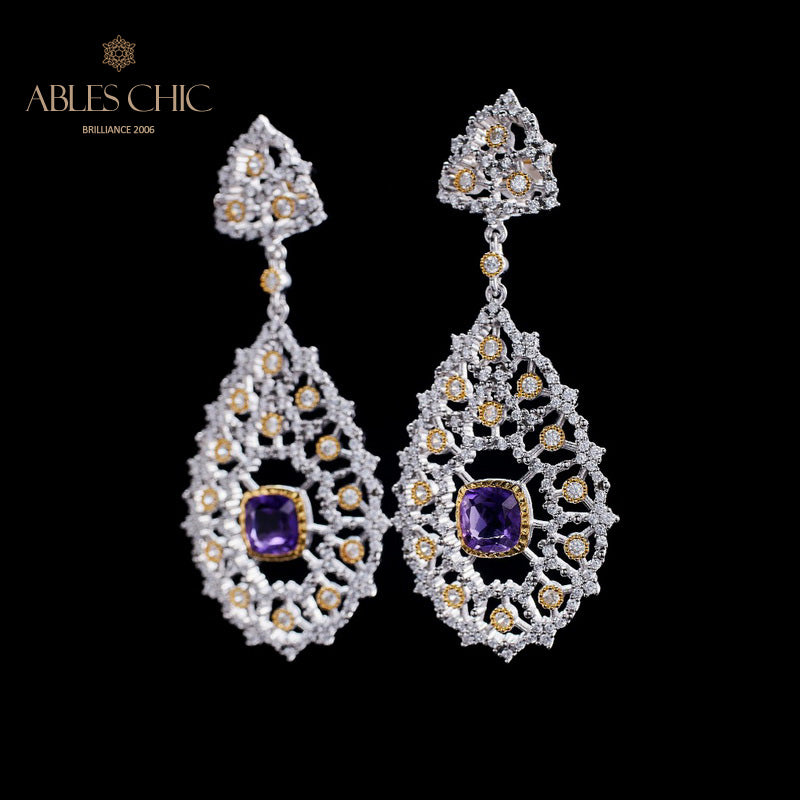 Boucles d'oreilles chandelier à tempérament floral 6025