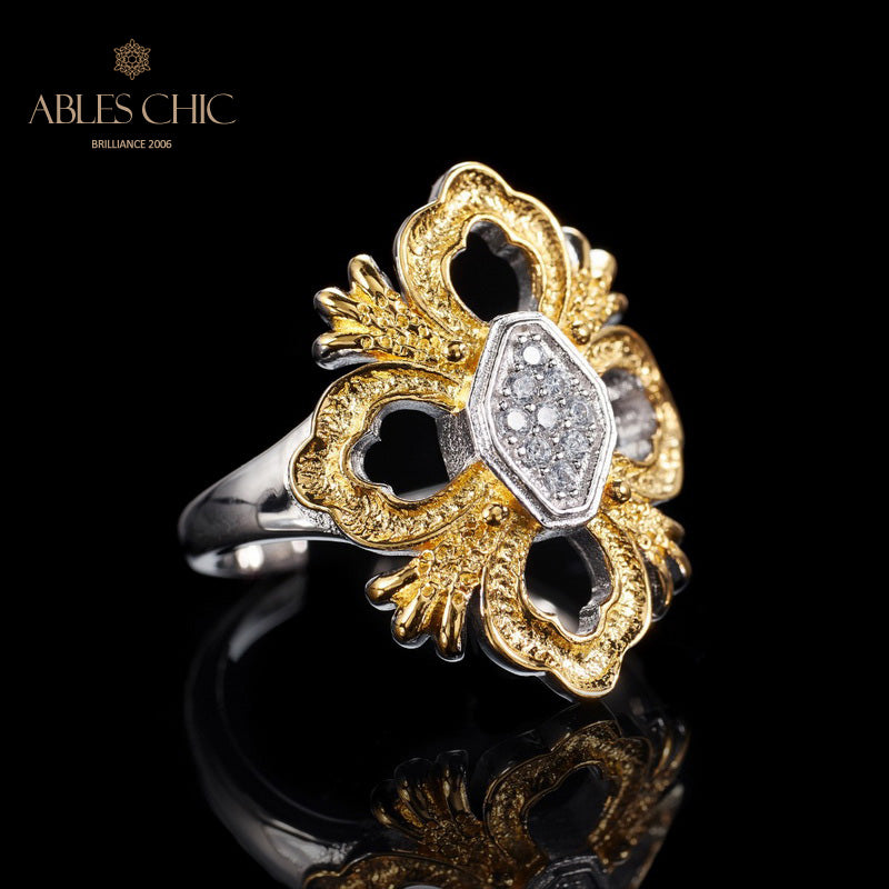 Bague en filigrane de trèfle emblématique 6051
