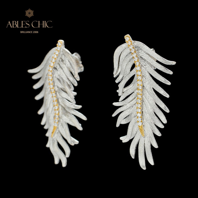 Boucles d'oreilles feuille de cyprès soyeuse 5960