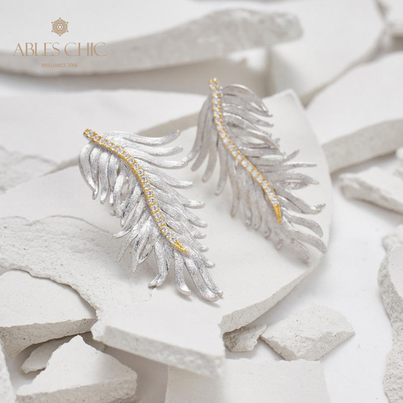 Boucles d'oreilles feuille de cyprès soyeuse 5960