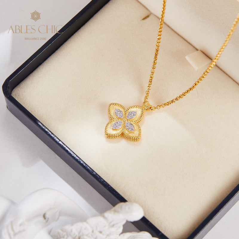 Collier trèfle pavé CZ 6126
