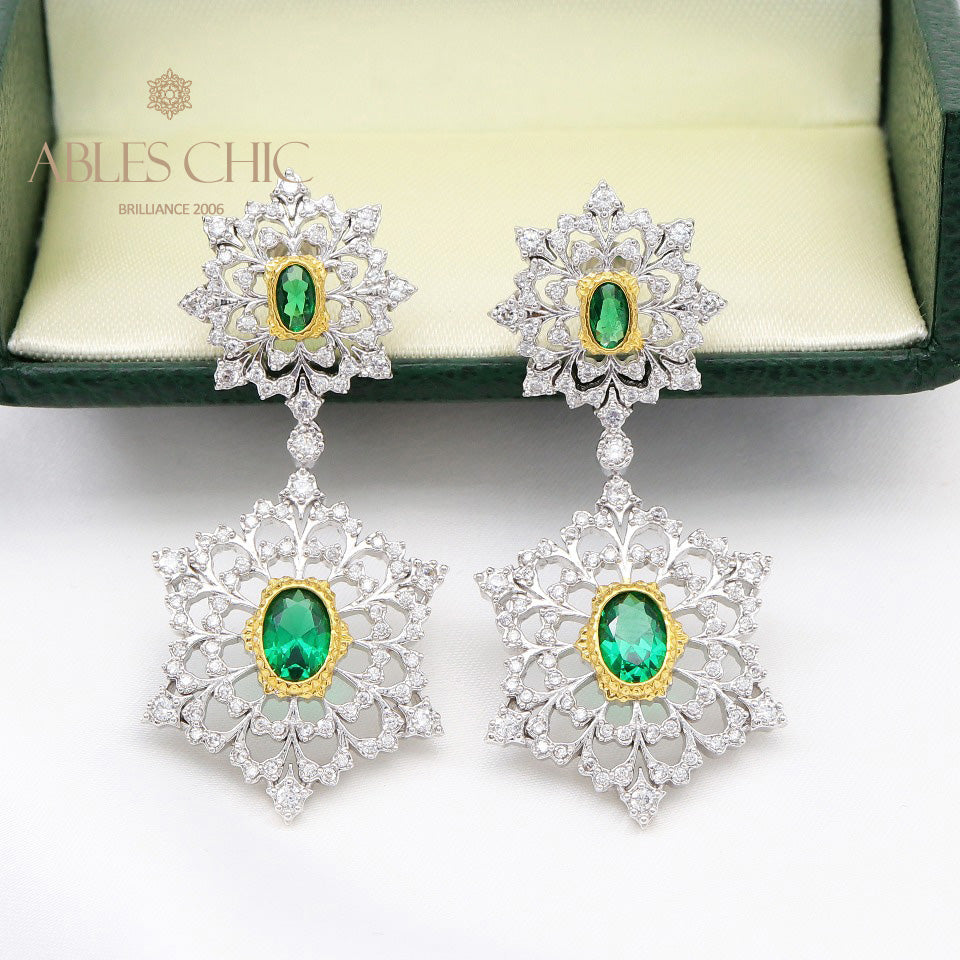 Boucles d'oreilles lustre aérées flocon de neige 5645