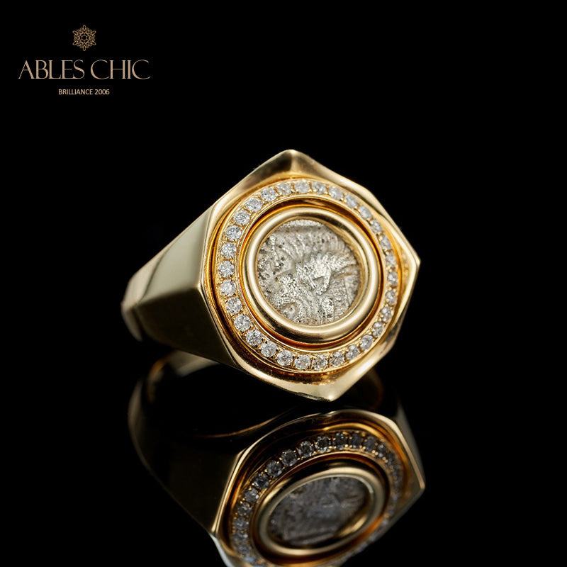 Bague pièce de monnaie lion rugissant