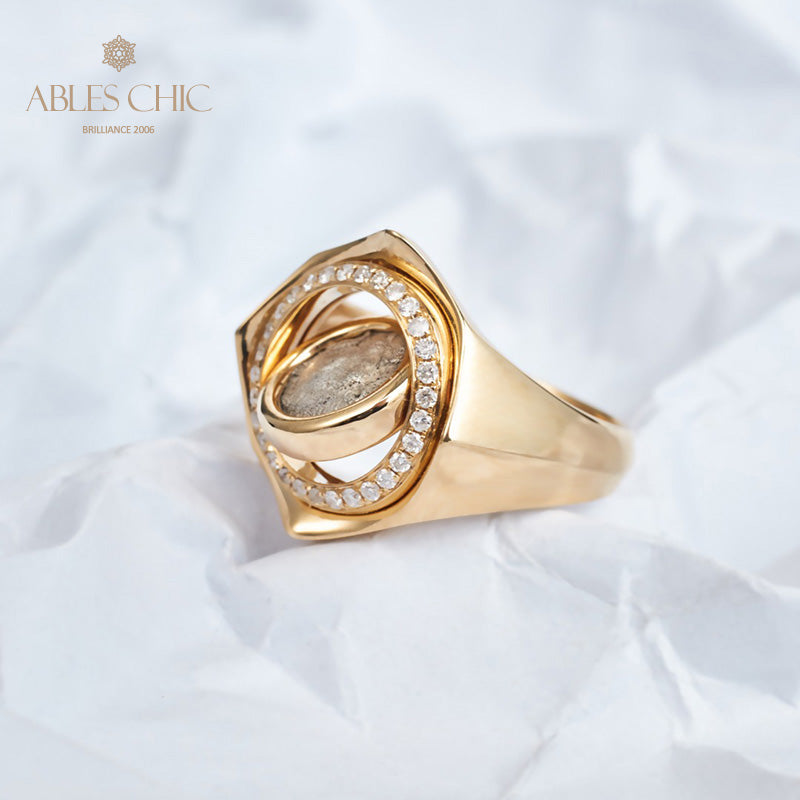 Bague pièce de monnaie lion rugissant