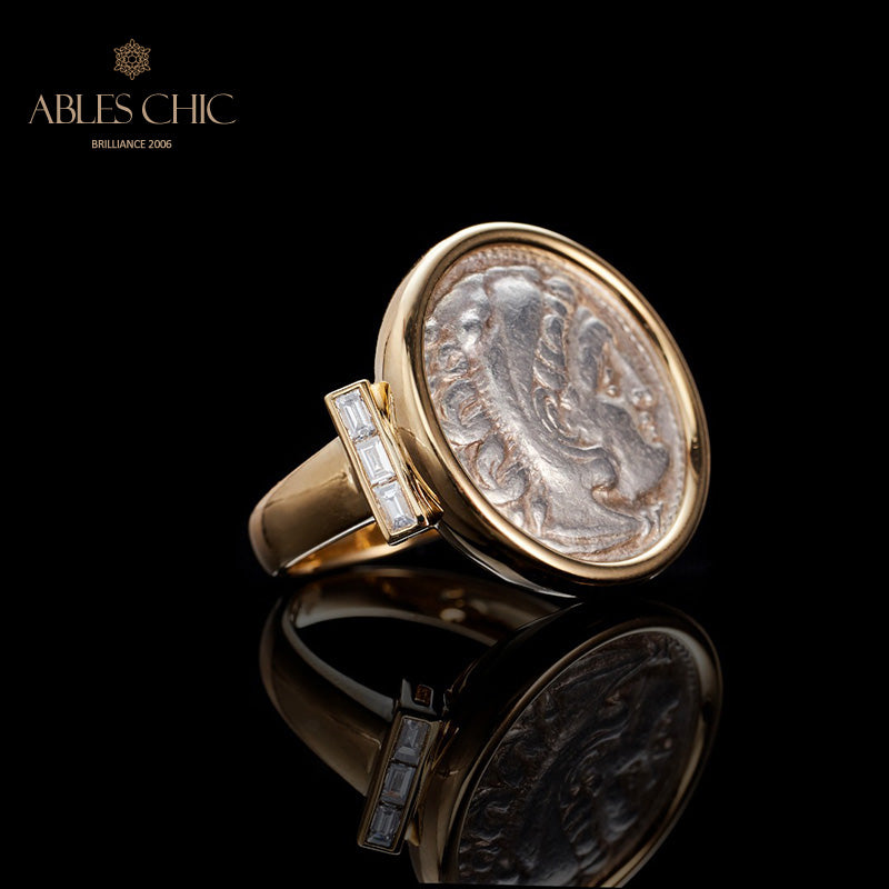 Bague à pièces de monnaie en lires d'Héraclès de Byzance
