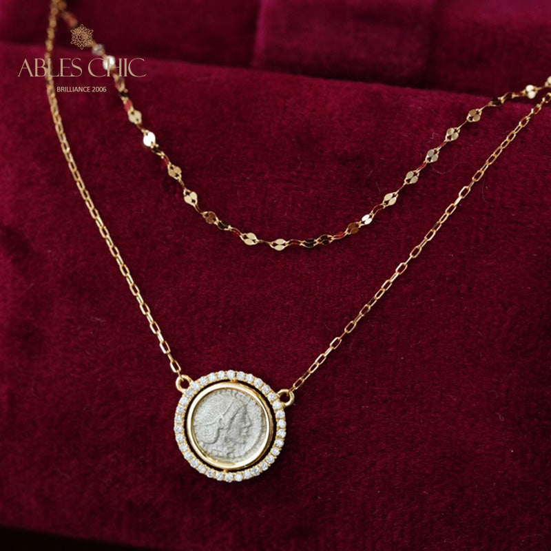 Collier médaillon réversible grec
