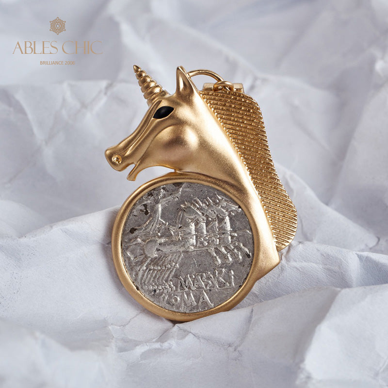 Pendentif pièce de monnaie licorne romaine uniquement