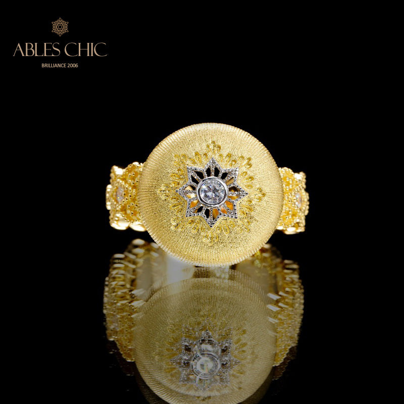 Bague florale ajourée en tissu 5885