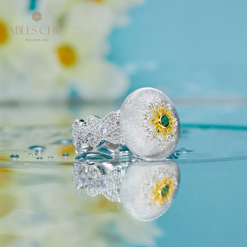 Bague florale ajourée en tissu 5885
