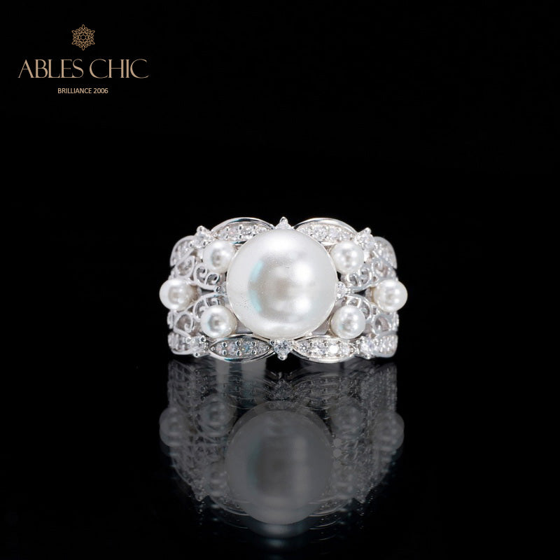 Bague de perles de tempérament floral 5767