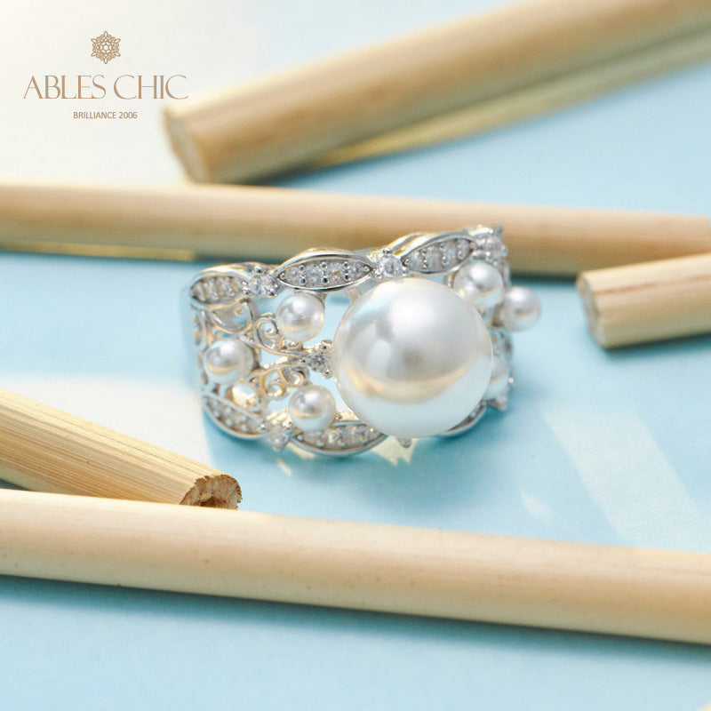 Bague de perles de tempérament floral 5767