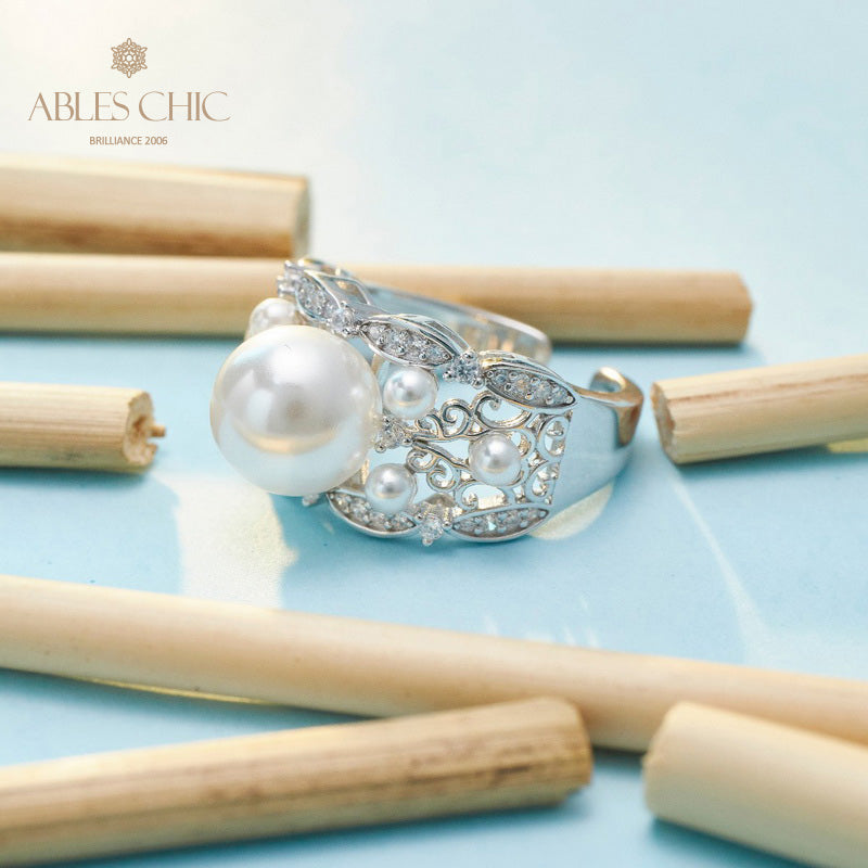 Bague de perles de tempérament floral 5767