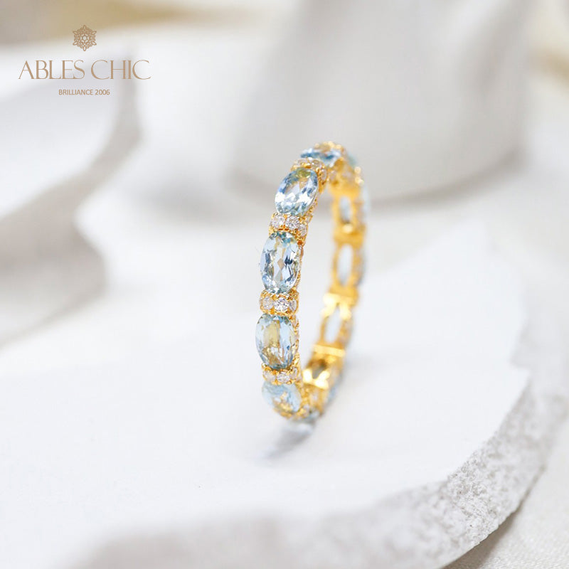 Bague pile aigue-marine 6042