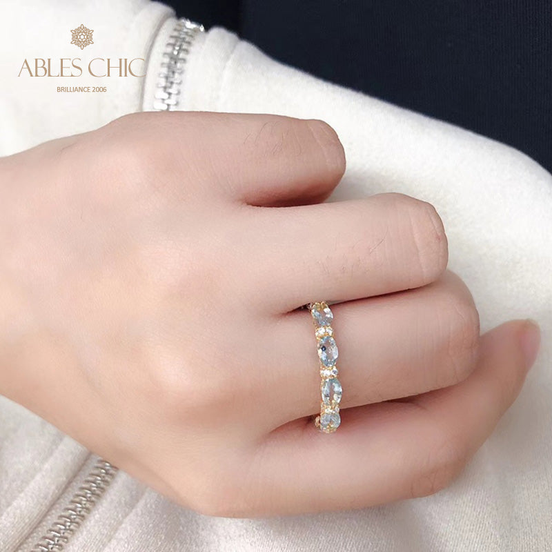 Bague pile aigue-marine 6042