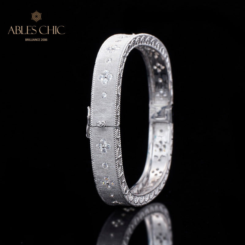 Bracelet en tissu trèfle avec zircons étoilés 5775