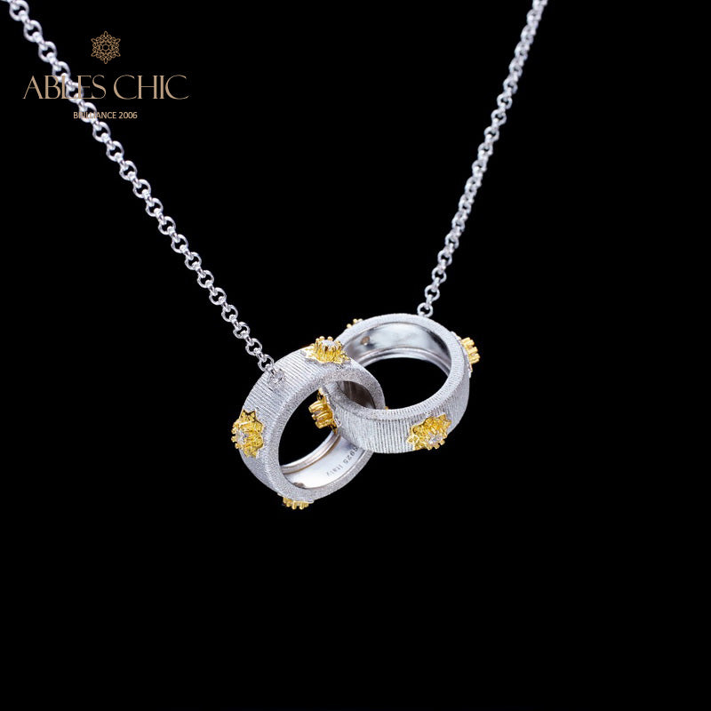 Collier avec anneaux entrelacés à motif en soie 5861