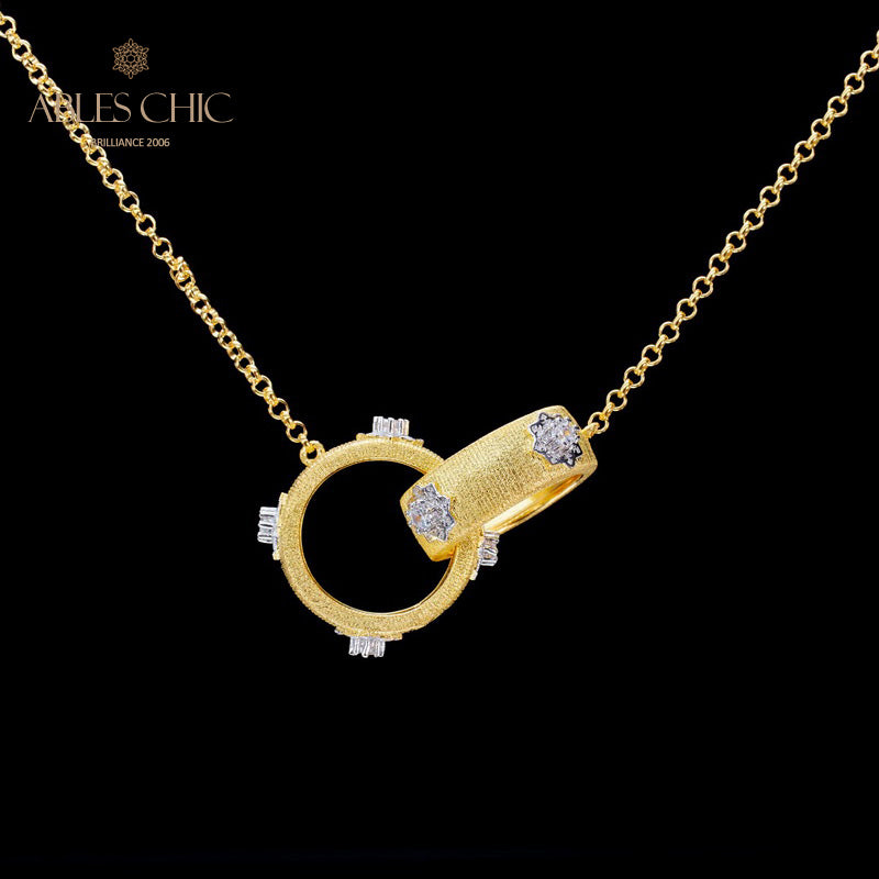 Collier avec anneaux entrelacés à motif en soie 5861