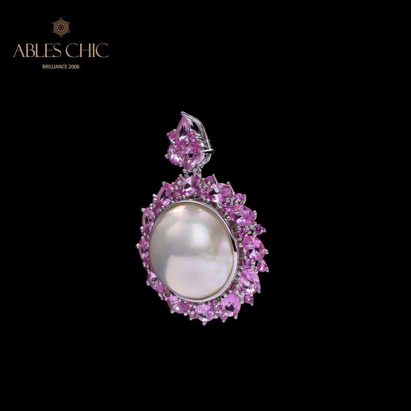 Pendentif perle CZ Halo Mabe 5861