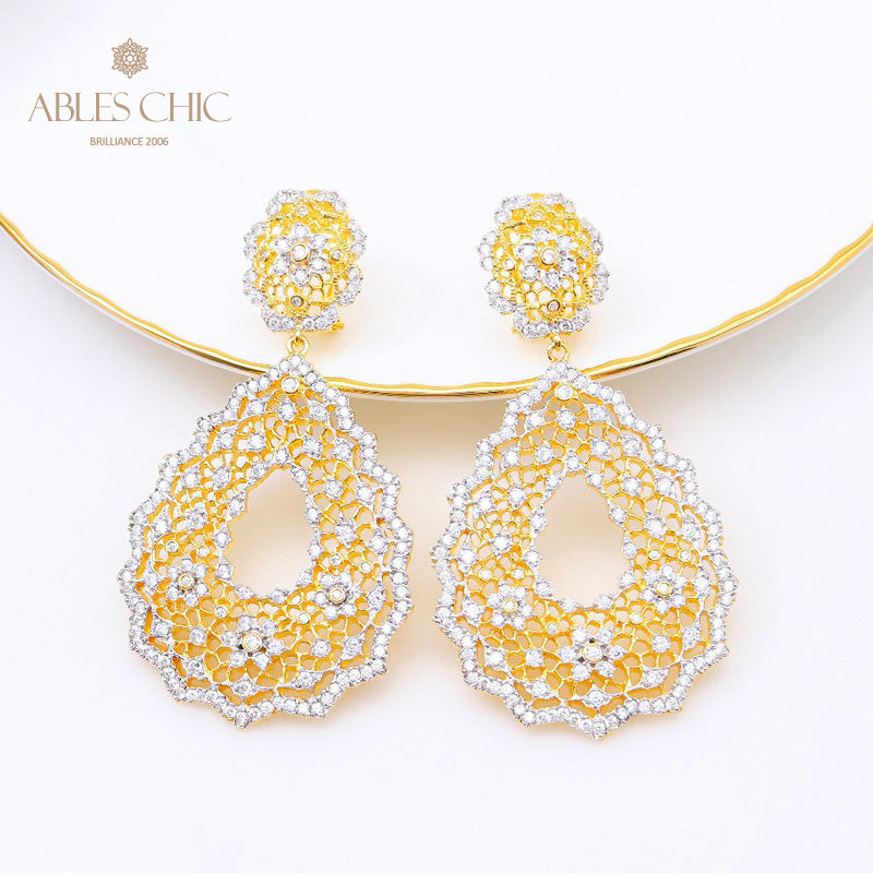 Boucles d'oreilles Chanderlier en dentelle ajourée 5193