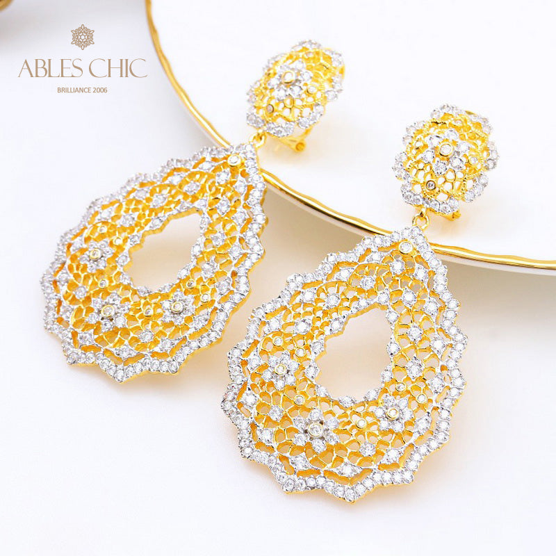 Boucles d'oreilles Chanderlier en dentelle ajourée 5193