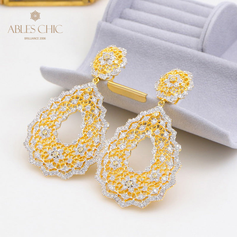 Boucles d'oreilles Chanderlier en dentelle ajourée 5193