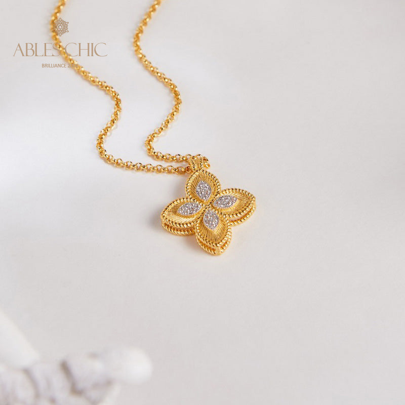 Collier trèfle pavé CZ 6126