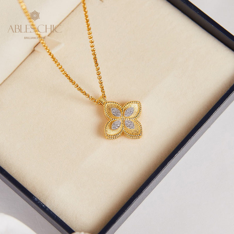 Collier trèfle pavé CZ 6126