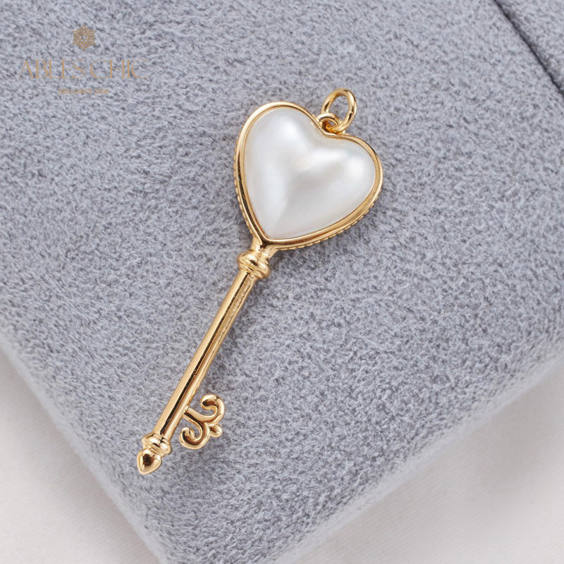 Pendentif Clé Perle Coeur Mabe 5840