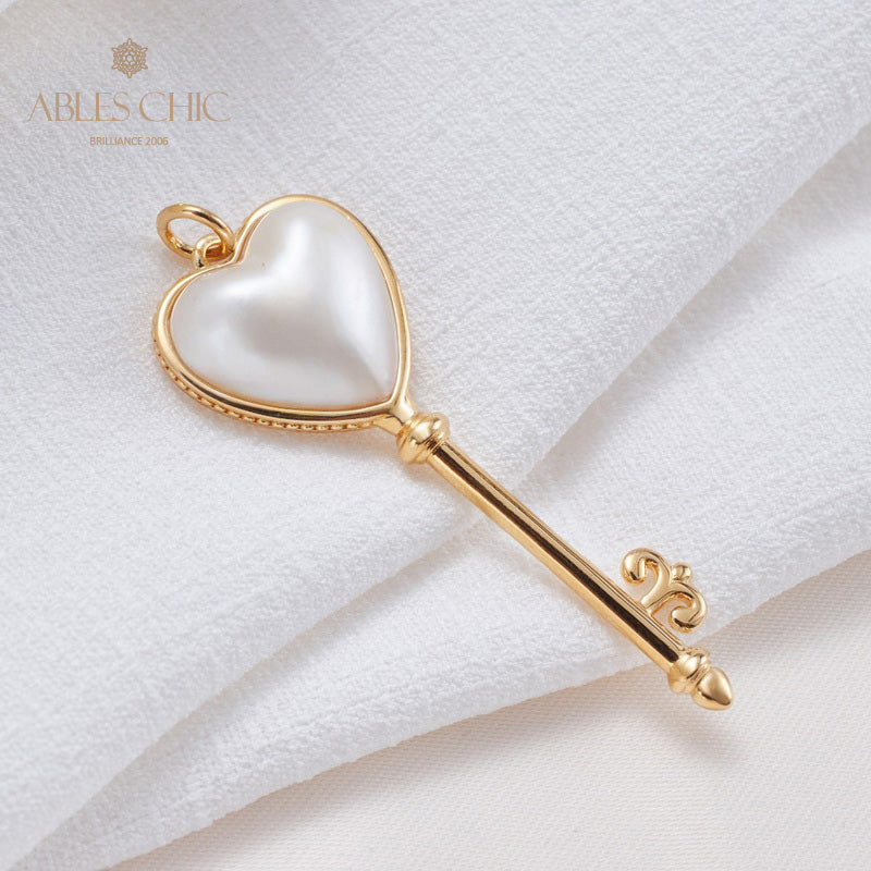 Pendentif Clé Perle Coeur Mabe 5840