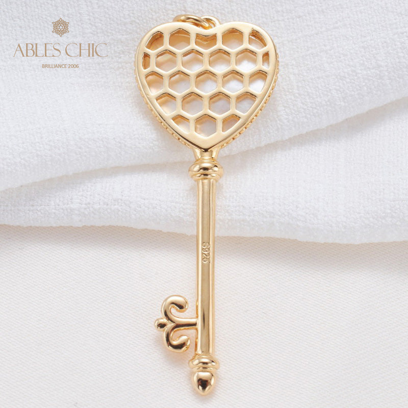 Pendentif Clé Perle Coeur Mabe 5840