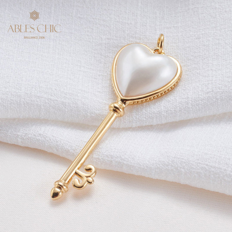Pendentif Clé Perle Coeur Mabe 5840