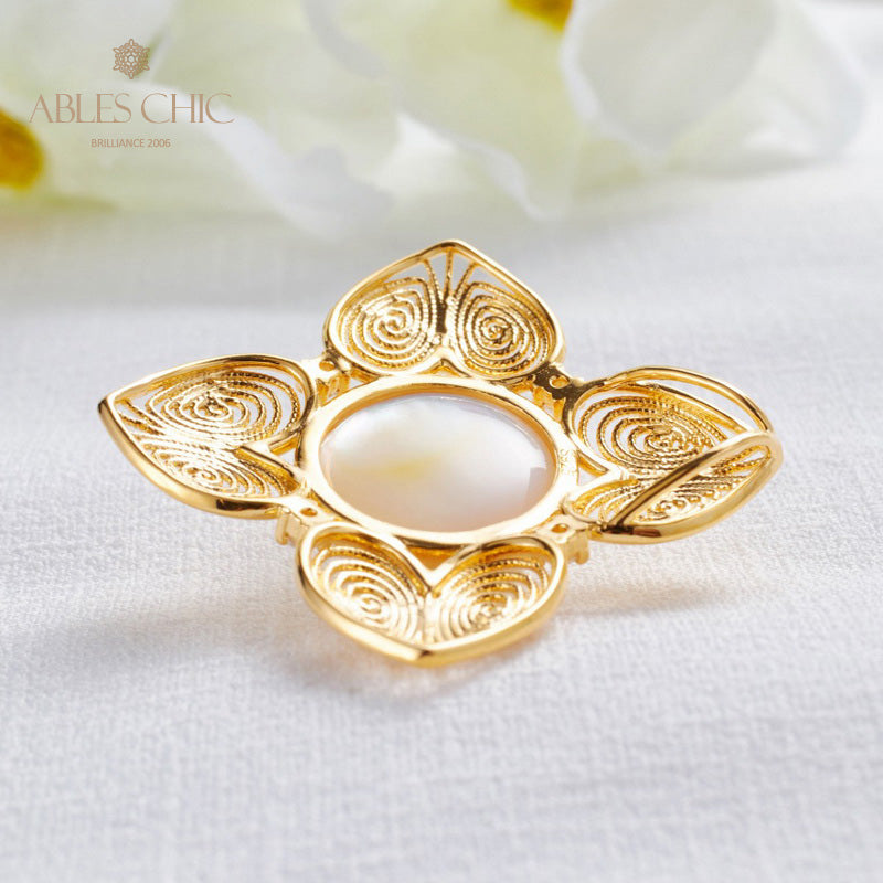 Pendentif trèfle en filigrane de perles Mabe 5822