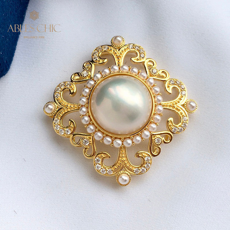 Pendentif halo en filigrane de perles Mabe 5821