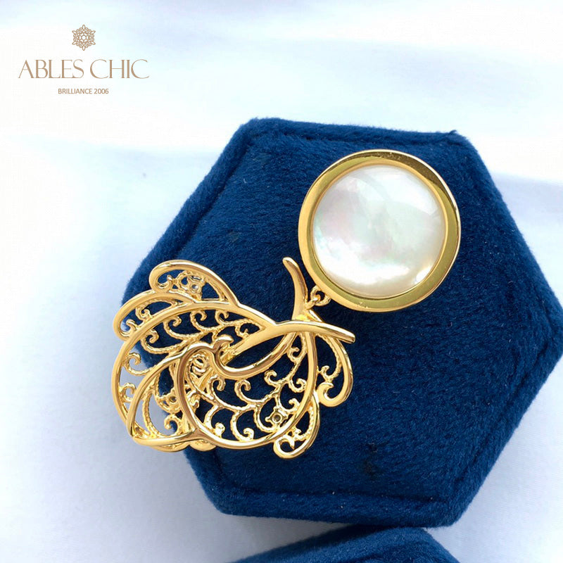 Pendentif feuille en filigrane de perles Mabe 5820