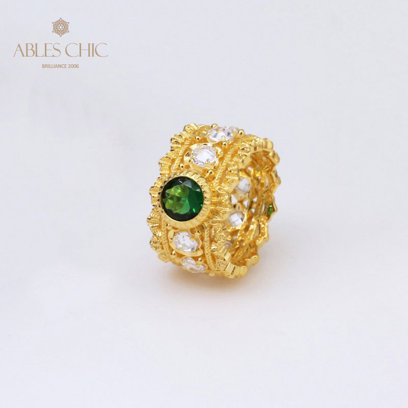Bague émeraude en filigrane floral 5077