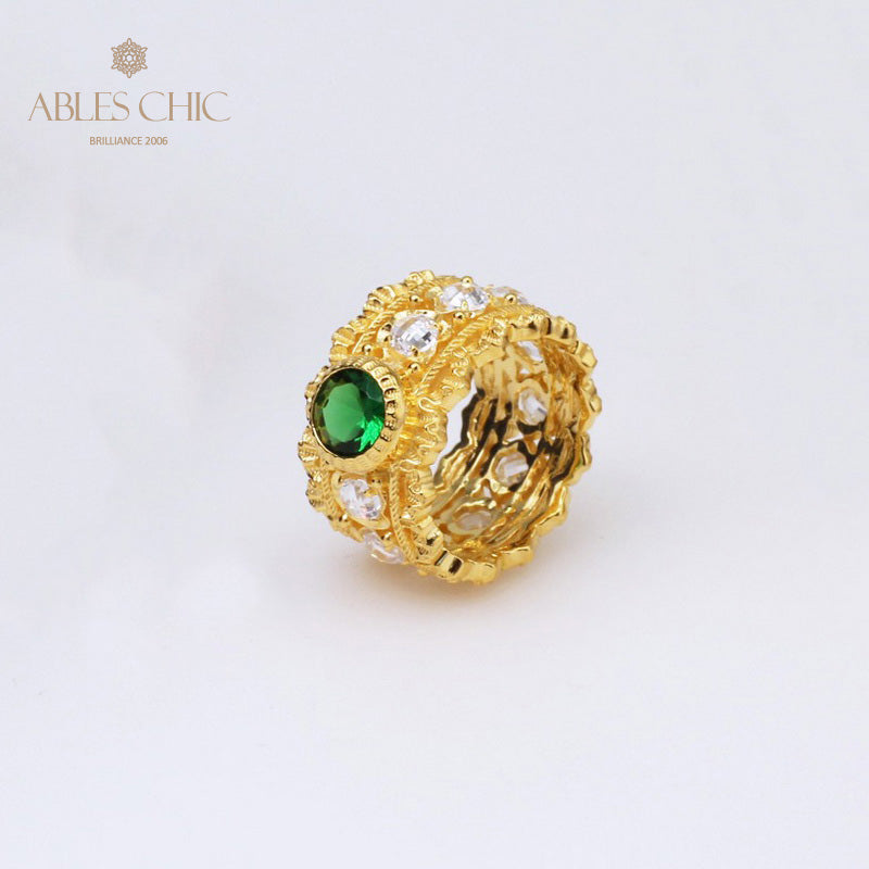 Bague émeraude en filigrane floral 5077