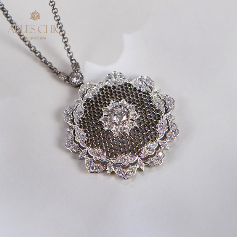 Pendentif Floral en Filigrane de Dentelle 6133