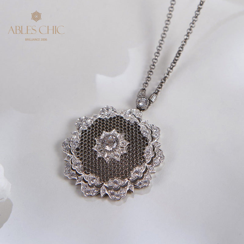 Pendentif Floral en Filigrane de Dentelle 6133