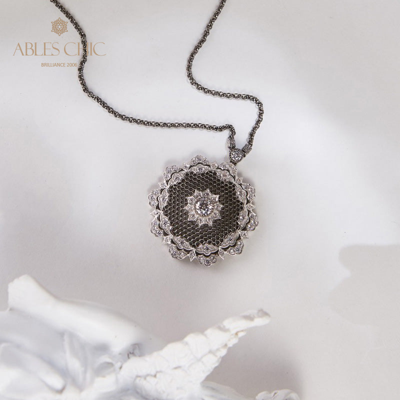 Pendentif Floral en Filigrane de Dentelle 6133